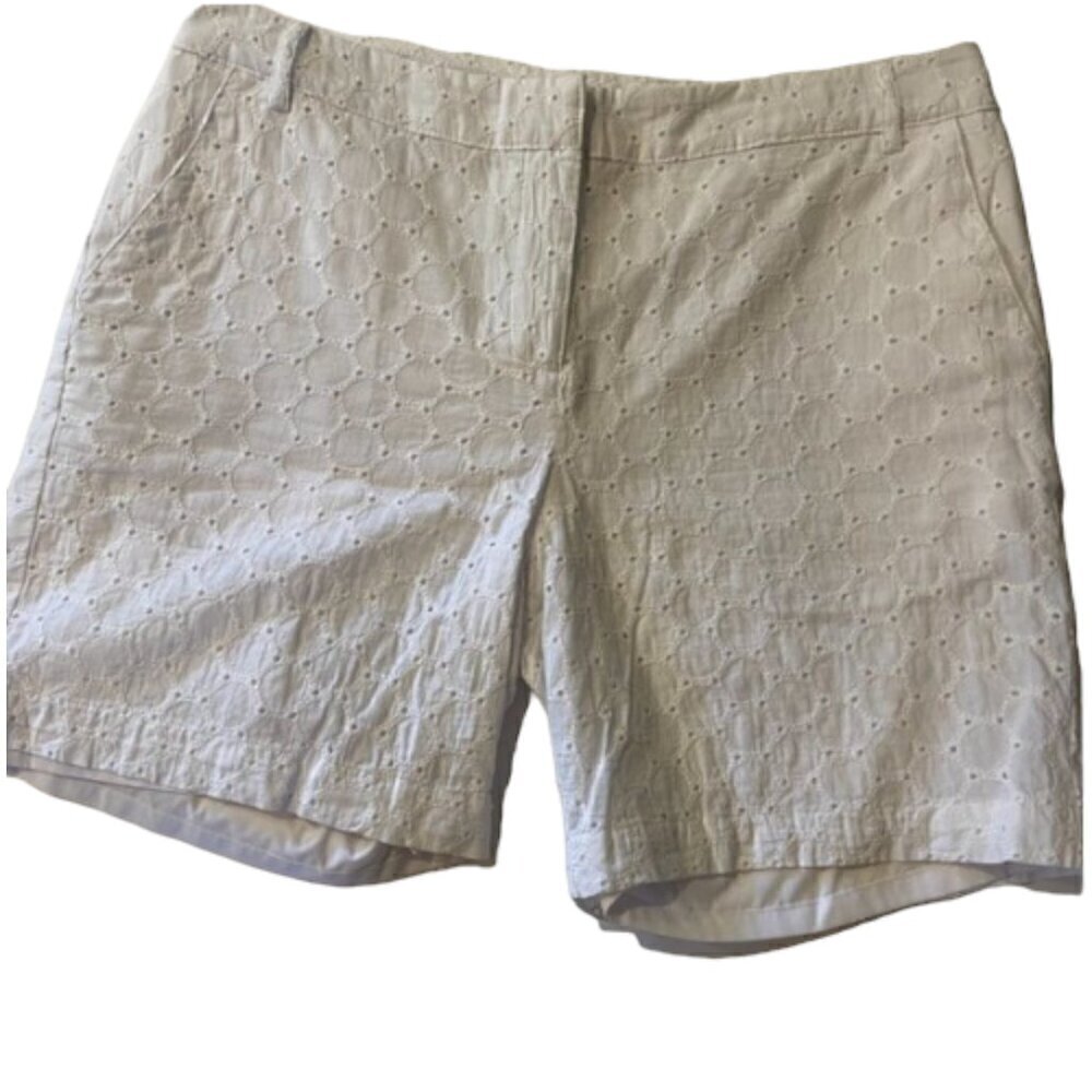 IZOD White Eyelet Cotton Seaside Shorts, Size 6
